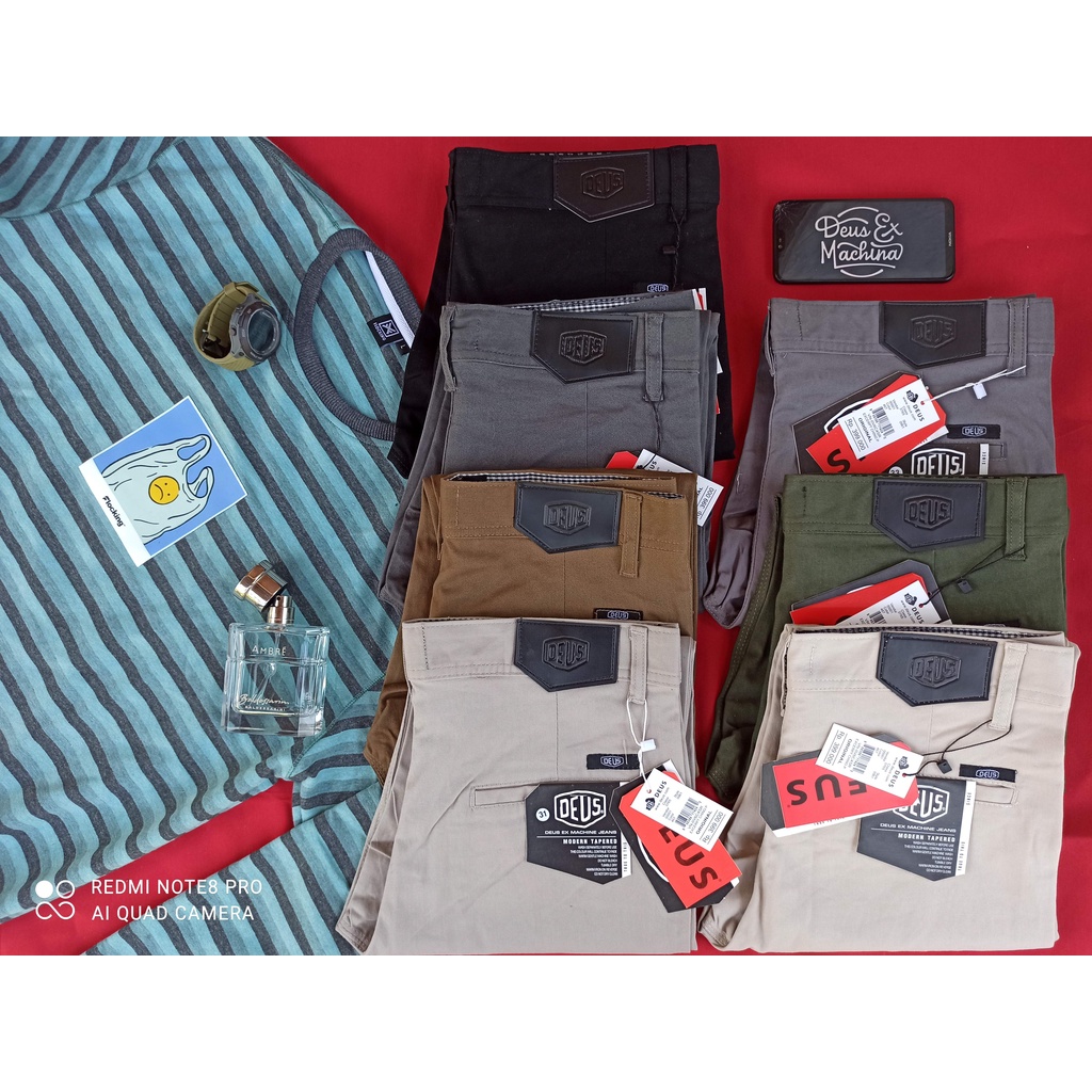 Celana Panjang Chinos Cowok Dewasa Premium Cotton Strech Hitam Army Cream