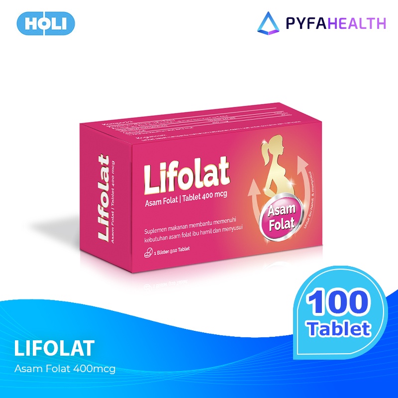 Lifolat Asam Folat 400 mcg Suplemen Ibu Hamil/ Menyusui - 100 Tablet