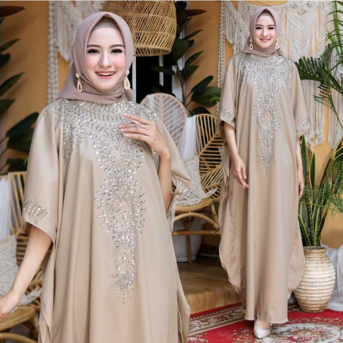 MYREDO - Kaftan Wanita Elegant Terbaru Fahira - Coksu (K4Z0) Mewah Ceruti Kaftan Lebaran Bordir Gold
