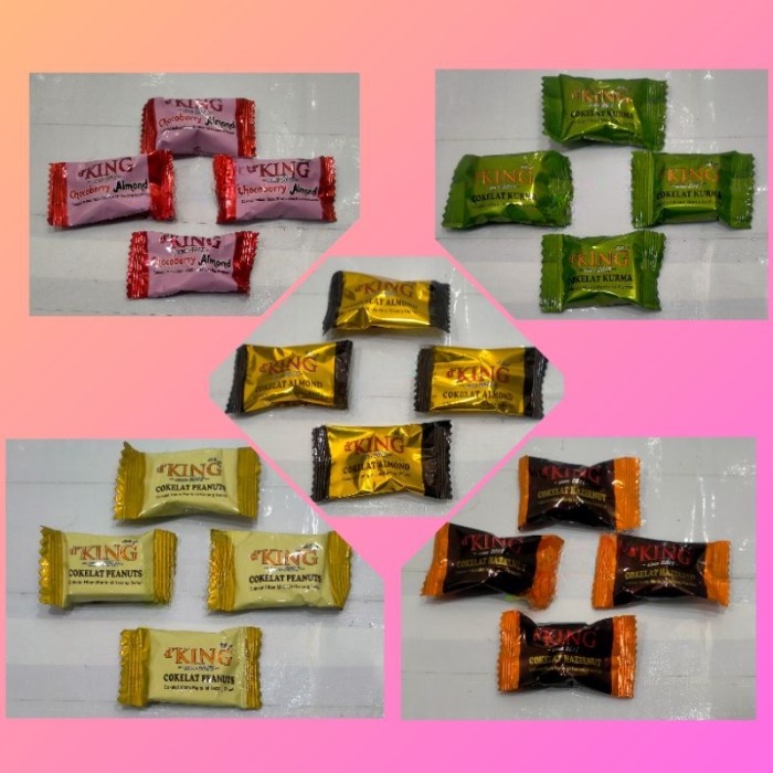 

Per 4 Pcs Cokelat d'KING Tester Almond Chocoberry Hazelnut Peanuts Kurma