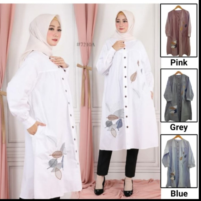 Khimar Syari LONG TUNIK PUTIH SUPER JUMBO DENGAN BORDIR ASLI DAN LD 130 CM - Putih, XXXXL A9B2