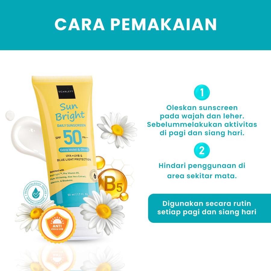 [Per Pc] SCARLETT Whitening Sunscreen Sun Birght Daily SPF50 Original BPOM