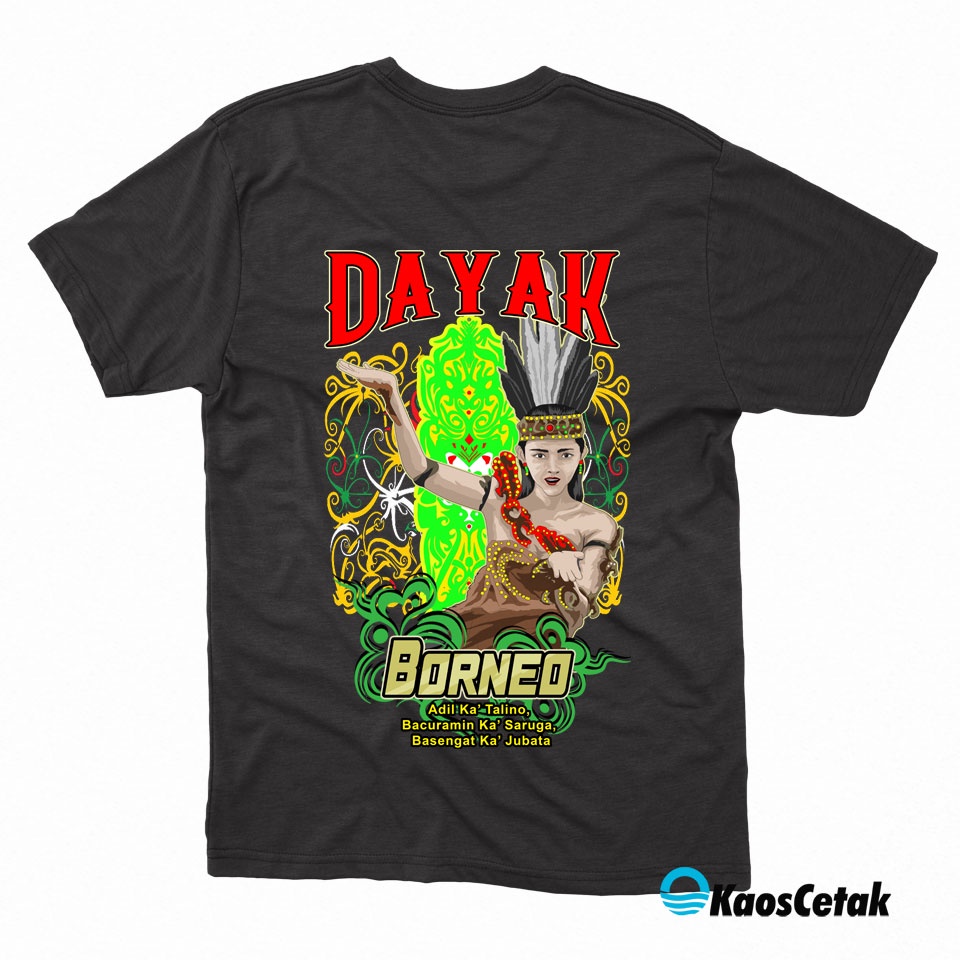 Kaos desain Gadis Dayak Borneo