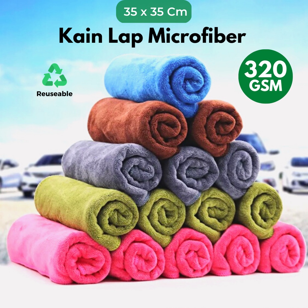 Kain Lap Microfiber 30x30 Serbaguna Kanebo 300 Gsm Otomotif Rumah Tangga