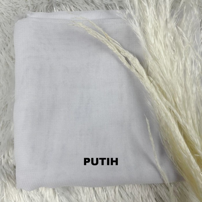 muslim wanita  Jilbab Segi Empat Bella Lasercut Square Daily Hijab Pollycotton LC - Putih M9H1