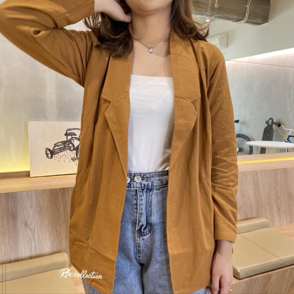 1KG MUAT 5PCS | UNI BLAZER WANITA LINEN RAMI OOTD SELEBGRAM FASHION WANITA