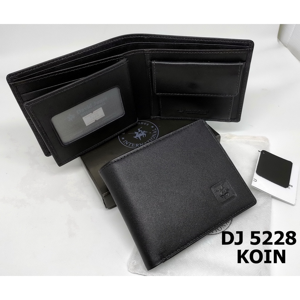 Dompet Pria David Jones DJ 5228 Koin Model Tidur Kulit Import