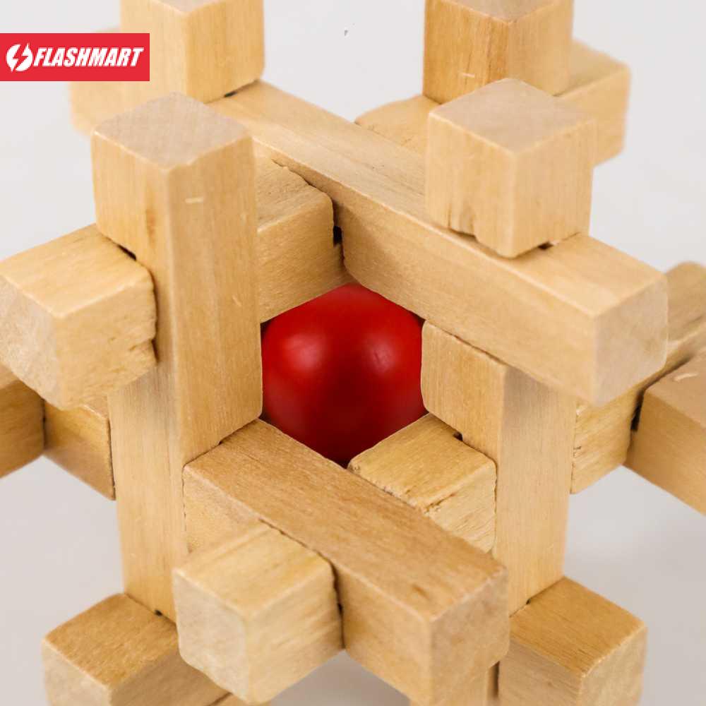 Flashmart Mainan 3D Wood Puzzle Tipe Take and Trapped Red Ball - OL3