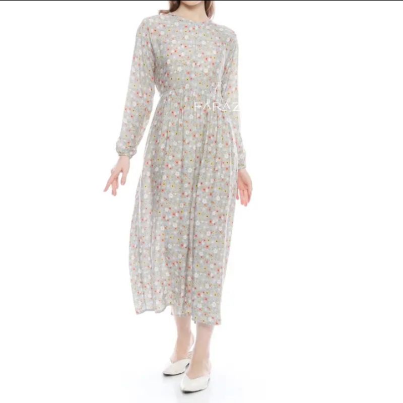 ADELE MIDI DRESS BUSUSI RAYON PREMIUM LD110 PB125 ADA SAKU DAN TALI