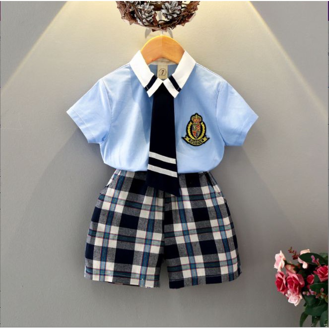 Setelan Anak Laki Laki Motif School Boy Biru