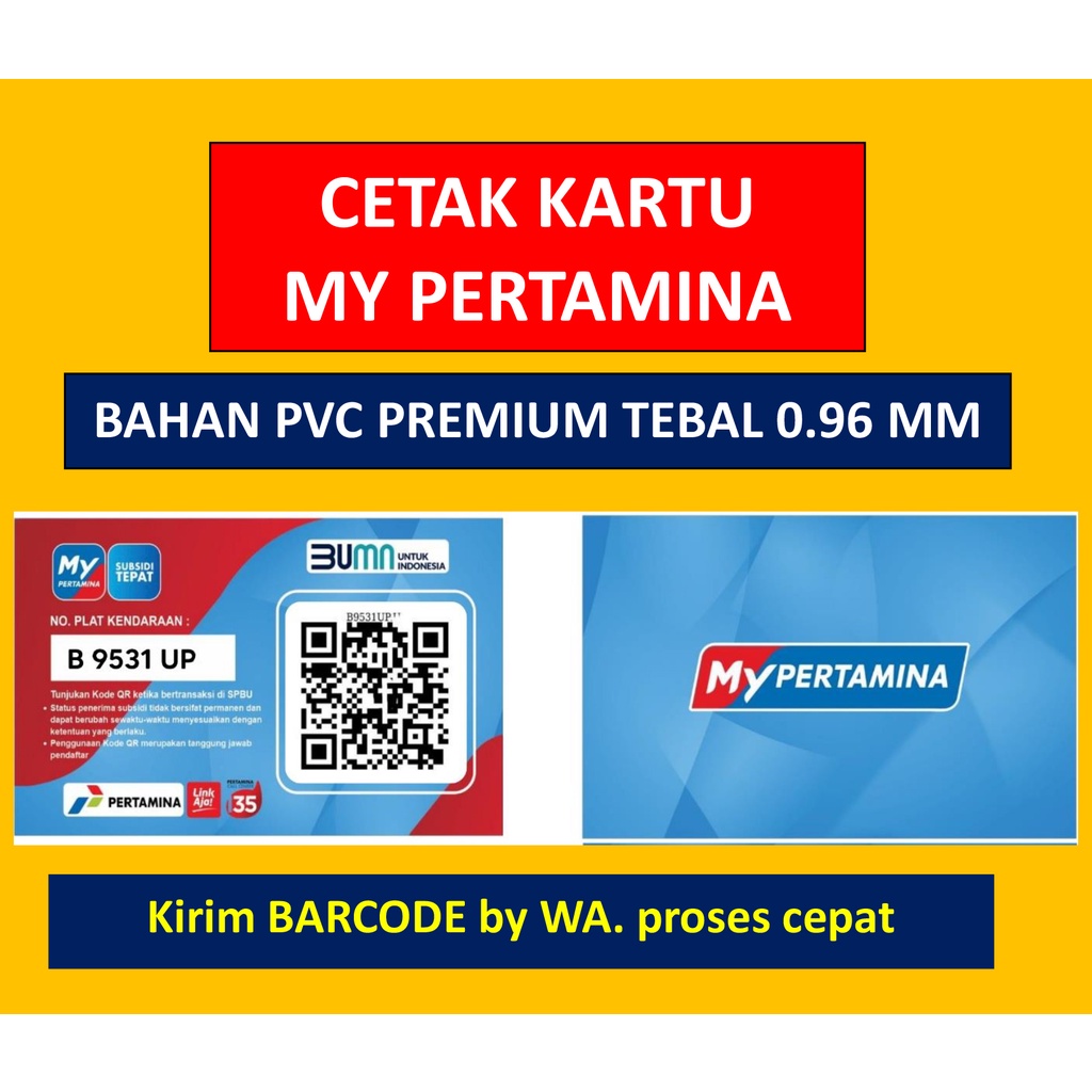 

cetak kartu my pertamina id card pertamina bahan pvc tebal premium 0.96mm