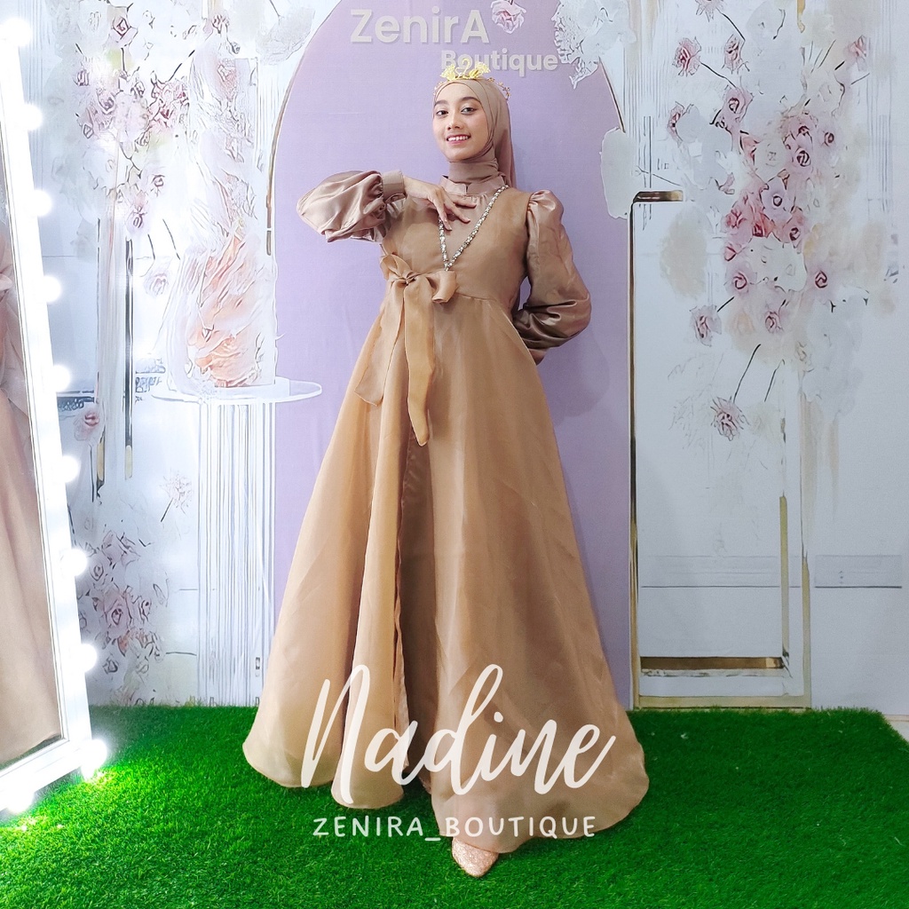 NADINE Baju Pesta Remaja dan Outer Organza berpayet / Dress Kondangan / Lamaran / Braidsmaids murah / Gamis terbaru / wisuda / couple