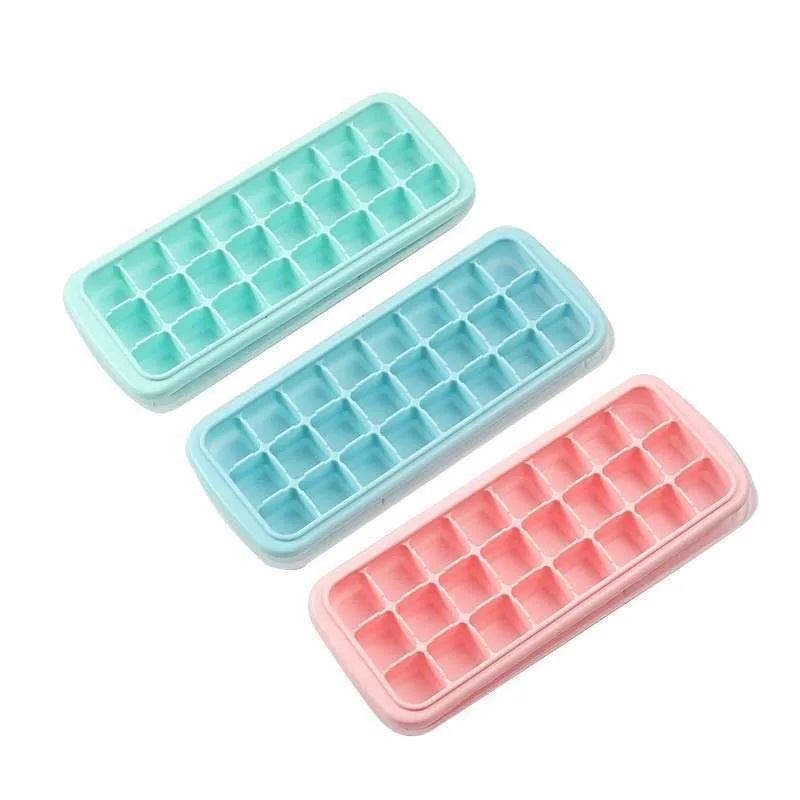 Cetakan Es Batu + Tutup 24 Cube Silikon Elastis / Ice Cube Tray