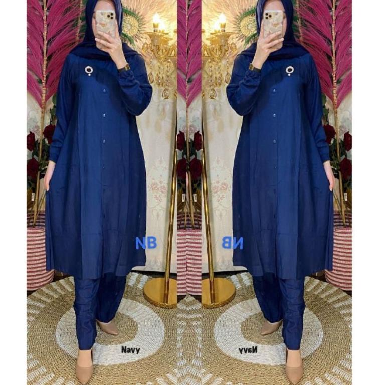VIRAL Setelan Rayon Long Tunik Polos Setelan Muslimah