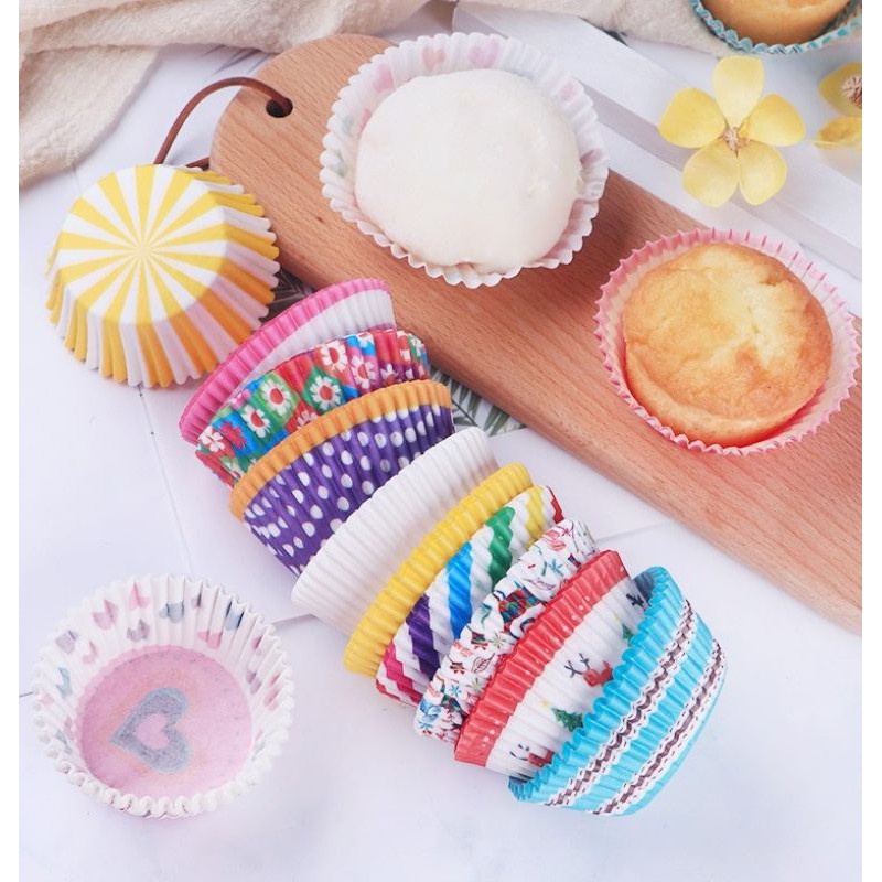 100pcs Muffin Colorful Cupcake Paper Cups Cake Baking Box Cup Case Cup Cake baking paper