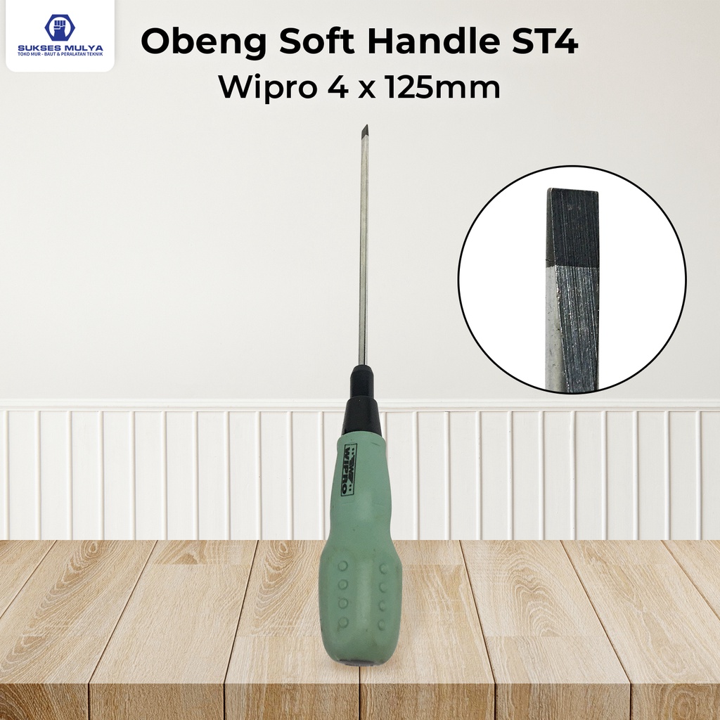 WIPRO Obeng ST4 Soft Handle 4mm Obeng Minus Panjang