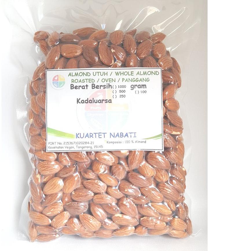 

☈ 500gr Roasted Almond Premium - Utuh VAKUM - Size Besar 27-30 - Oven - Matang ✼