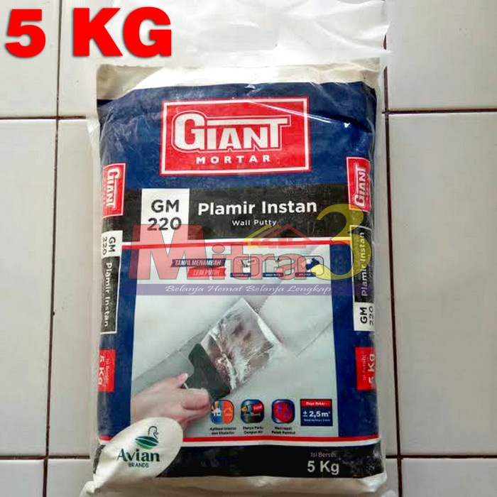 .........] GIANT Mortar 220 5 KG Plamir Instan Acian Tembok Dinding Semen Instan