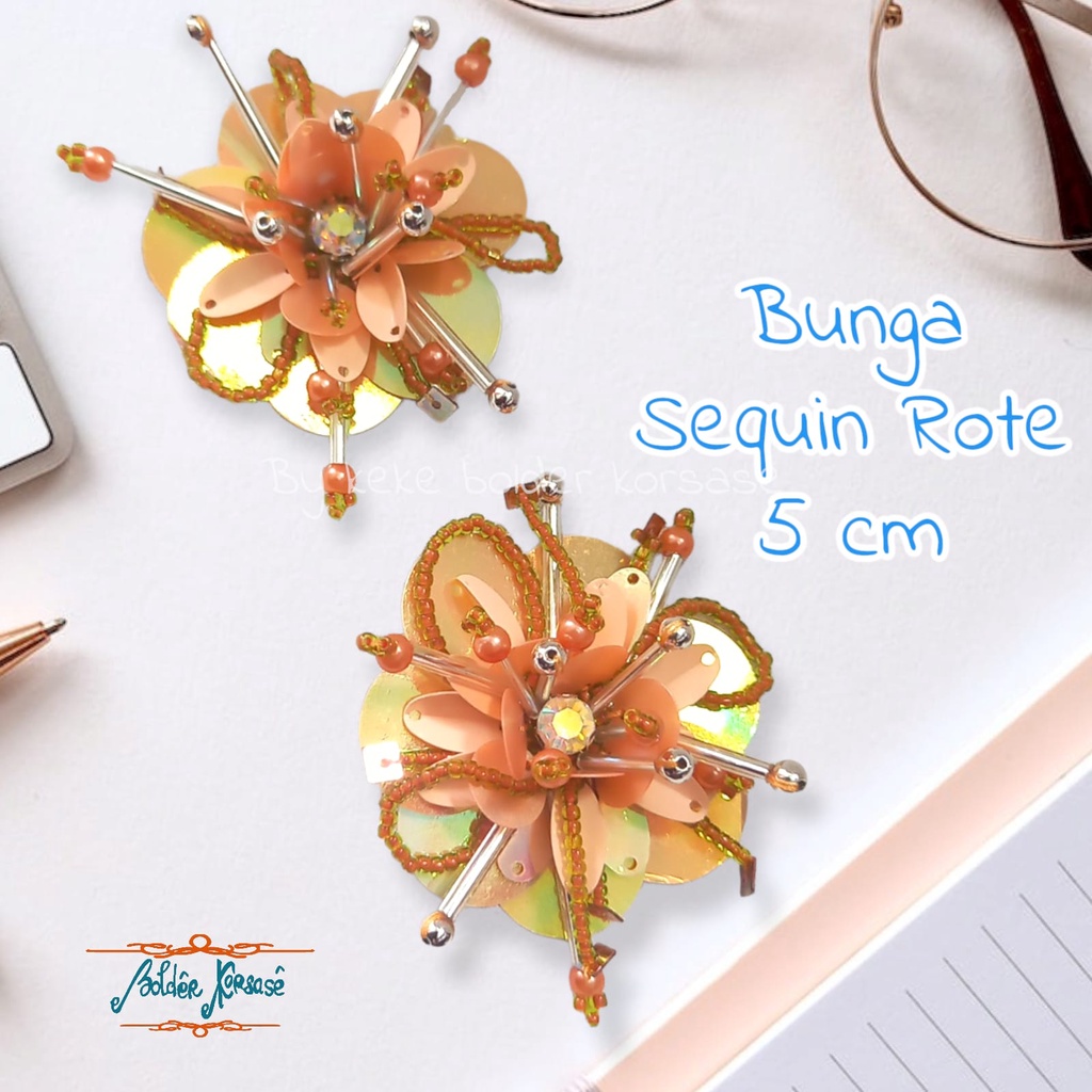 Bunga Payet Sequin ROTE  , Aplikasi Bunga Sequin , Aplikasi Kebaya & Gaun Juntai