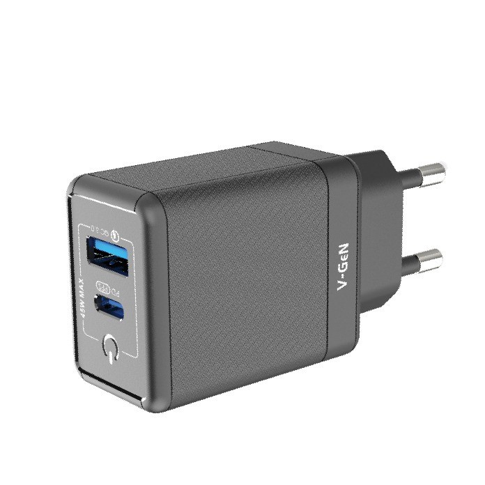 Adaptor Travel Charger V-GeN VTC2-33 Fast Charging Type C QC 4 PD 45W