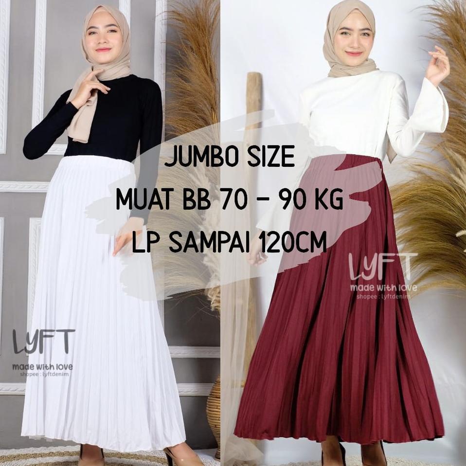 ◊ [PREMIUM PLISKET JUMBO] Rok Plisket JUMBO SIZE MAYUNG Premium Quality /Rok Rempel Panjang / Rok hi