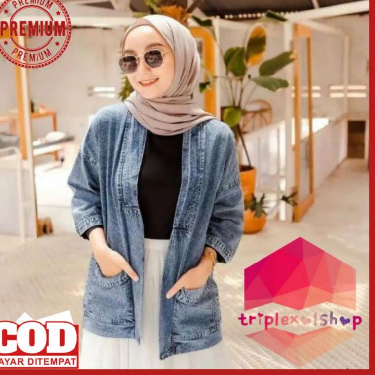 LANGSUNG ATC XXX Can Wanita Murah Berkualitas Outer Jins Cewek Kasual Kekinian Outer Saku Jeans Wani