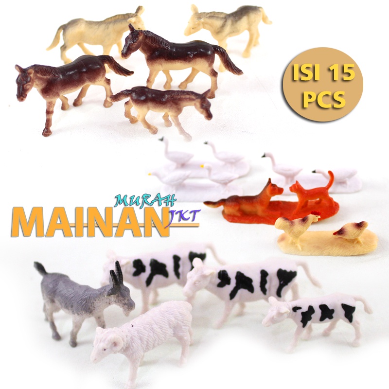 MAINANKEI MAINAN HEWAN SET FARM ANIMAL HEWAN TERNAK ISI 15 PCS