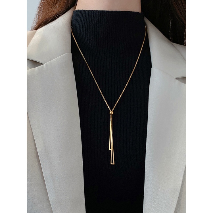 AZ260 [COD✔]Kalung Titanium Wanita Serut Anti Karat Simple Liontin Perhiasan Wanita