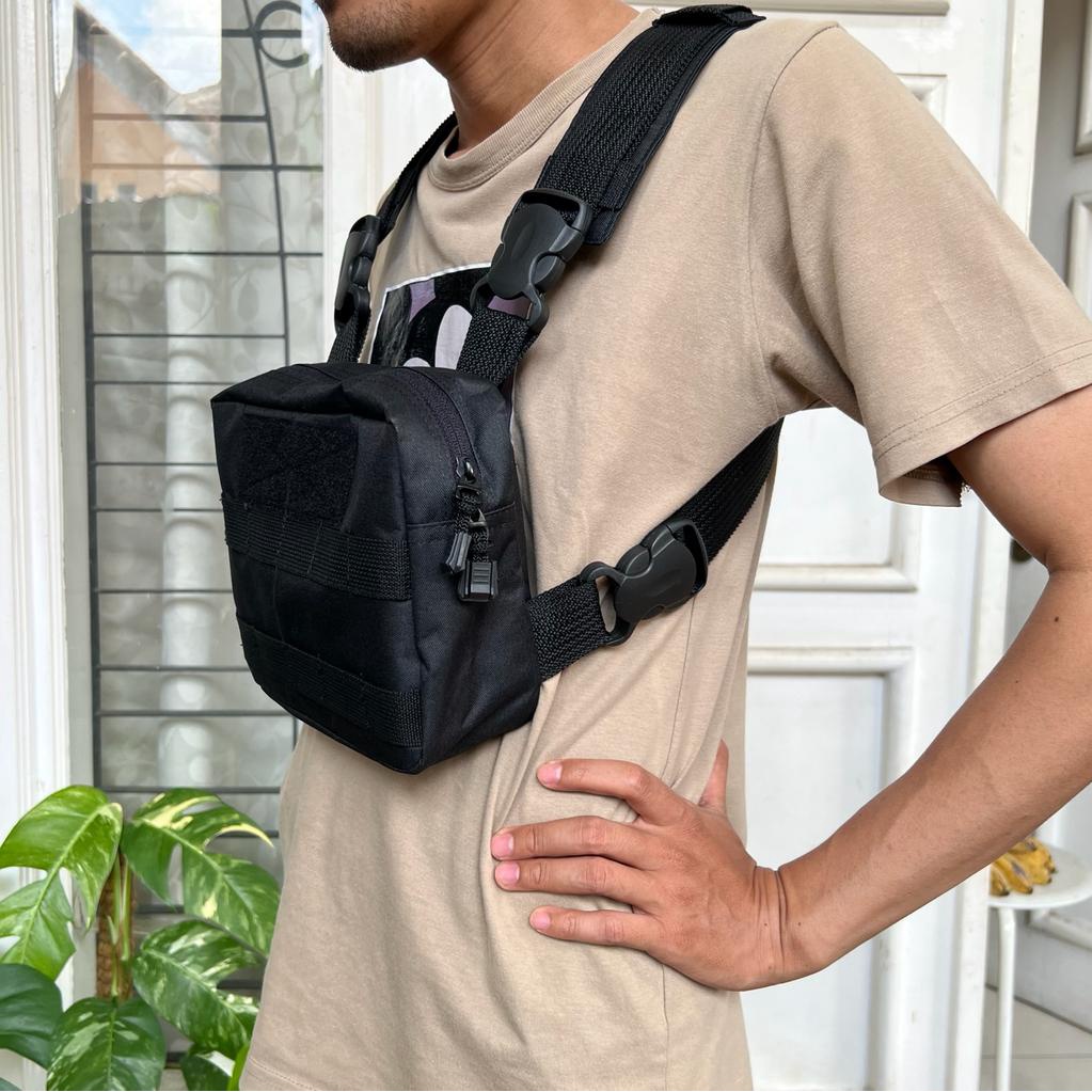 RPM CHEST BAG//TAS DADA SIMPLE BLACK BIKERS/BISA BAYAR DI TEMPAT (COD)