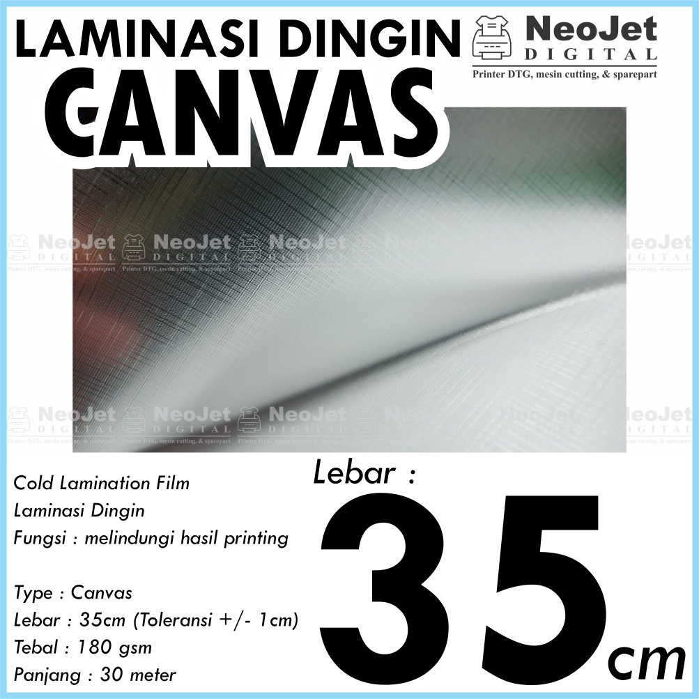 

Bahan Laminasi Dingin Canvas lebar A3+ 35 cm panjang 30 meter Kanfas Canfas Canpas Kanpas