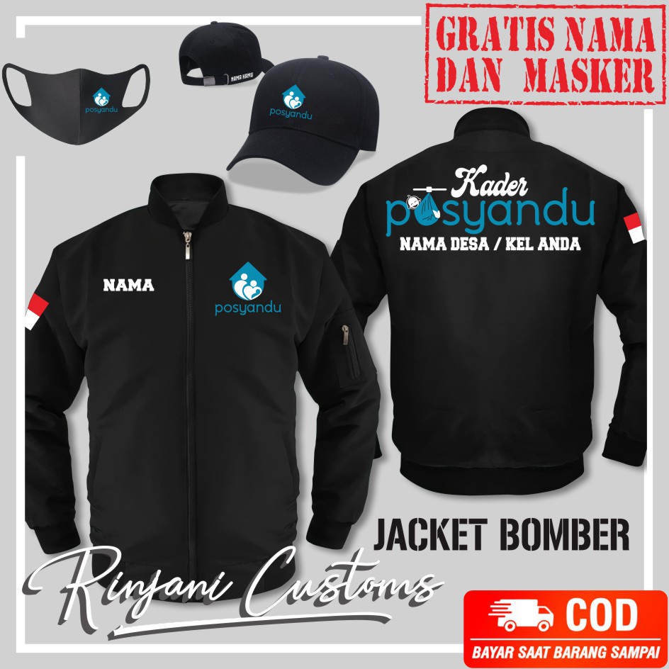 JAKET BOMBER KADER POSYANDU ANTI AIR  GRATIS NAMA DAN MASKER - JAKET BOMBER POSYANDU DESA DAN KELURA