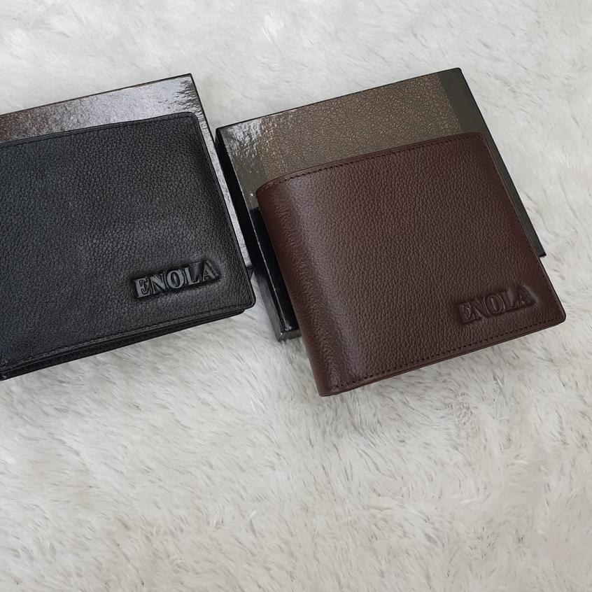 ○ ENOLA Dompet Pria Kulit Asli Dompet Lipat Cowok Laki Kulit Sapi Asli + Box Original 3408 ➱