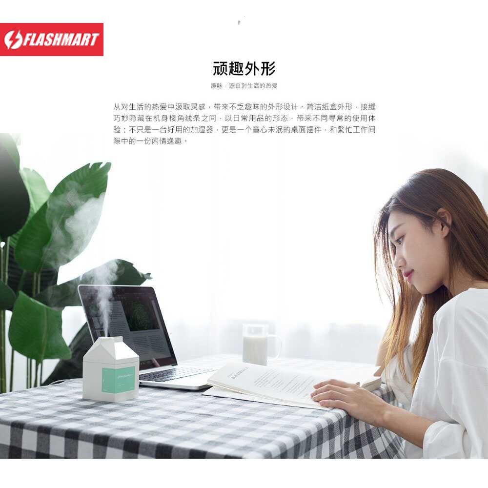 Flashmart Bcase Milk Box Air Humidifier Ultrasonic USB 260ML - DSHJ-H-001