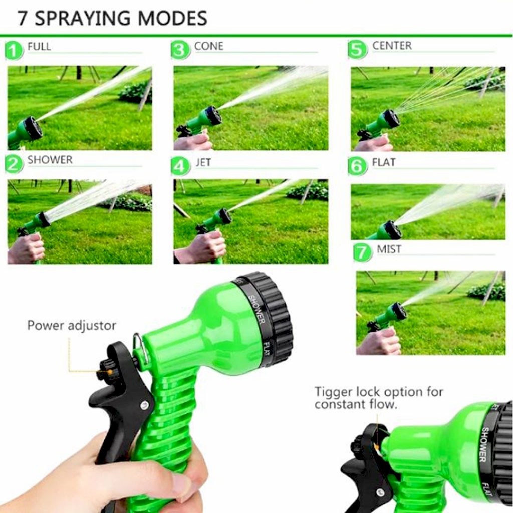 Magic Hose Komplit Selang Semprotan Air Selang Air Magic Hose 15 Meter - Selang Ajaib Magic Hose 50 Feet - Selang Ajaib Alat Cuci Motor Siram Tanaman Kepala Semprotan Air 7 Mode Konektor Quick Release Konektor Kran Selang Semprotan Panjang 15 Meter