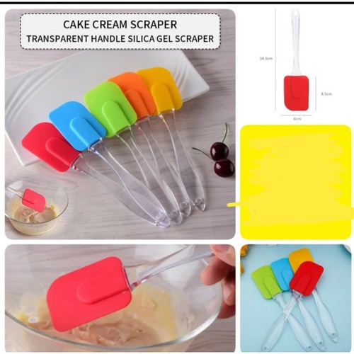 Spatula Silicone Gagang Transparan / Alat Aduk Adonan Kue Anti Lengket Food Grade Elastis Tahan Panas Oles Cake Silikon [MF]