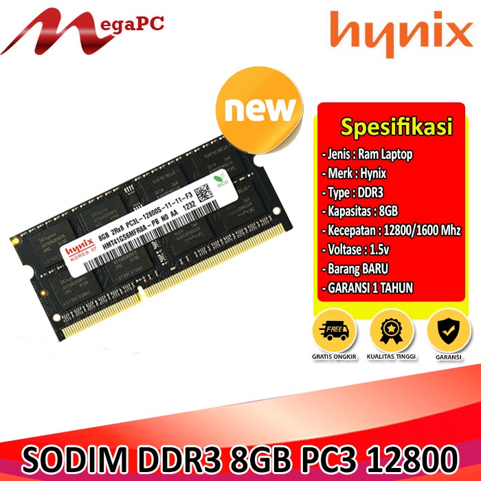 SODIM RAM LAPTOP DDR3 8GB PC3 12800 HYNIX