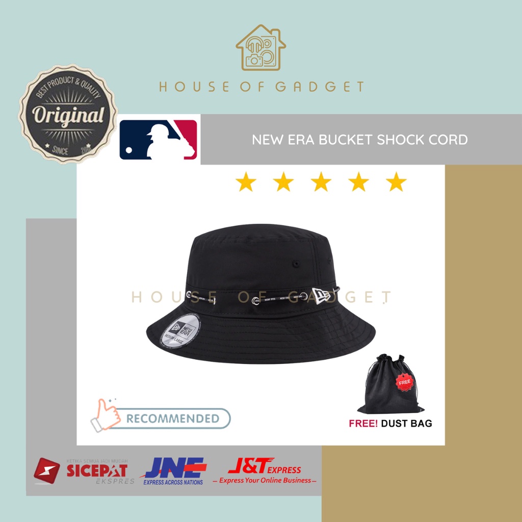 ORIGINAL New Era Bucket Shock Cord Hat MLB Black Cap