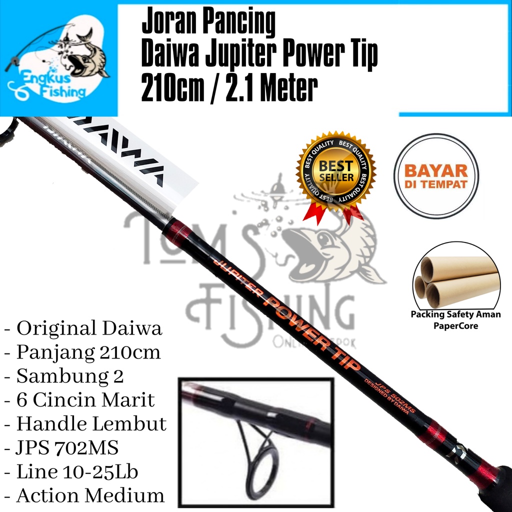 Joran Pancing Daiwa Jupiter Power Tip 702MS 210cm (10-25lb) Carbon Solid Original - Engkus Fishing