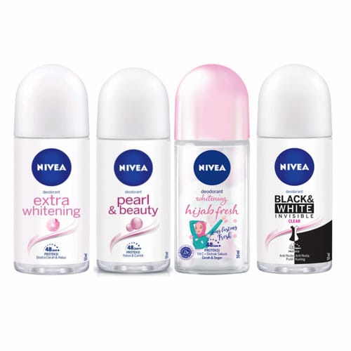 deodorant nivea black & white, nivea hijab fresh, nivea hijab soft, nivea extra whitening, nivea coo