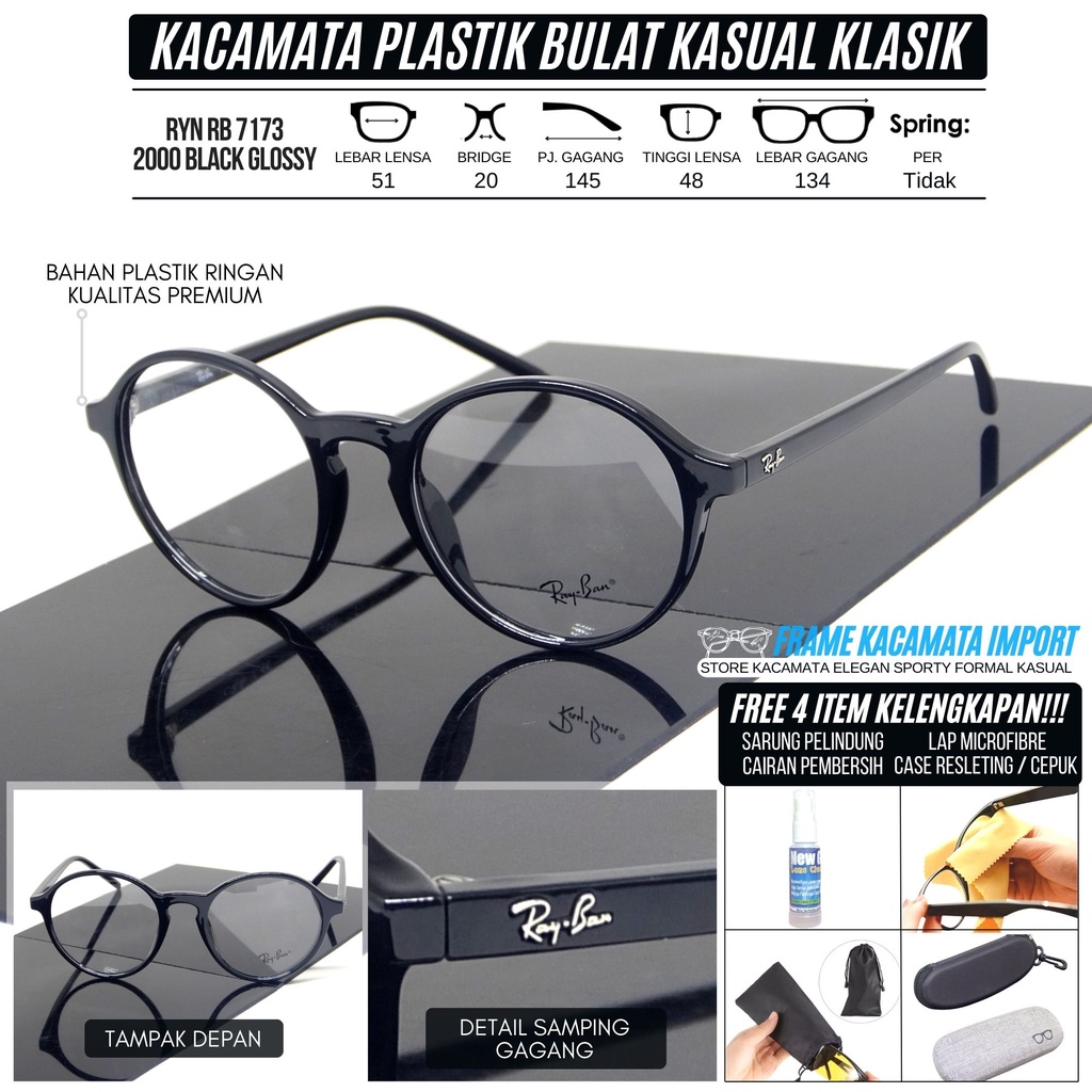 Frame Kacamata Premium Bulat Kasual Klasik Pria Wanita Kacamata Plastik