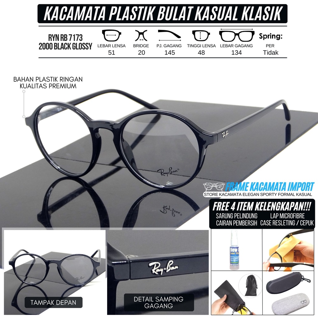 Frame Kacamata Premium Bulat Kasual Klasik Pria Wanita Kacamata Plastik