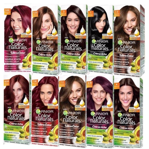 [Kemasan Kotak] Garnier Color Naturals | Semir Rambut | Pewarna Rambut 55+50gr