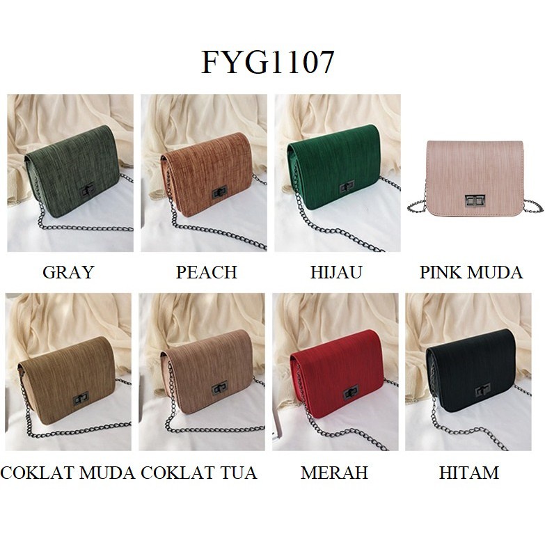 FYGALERY FYG1107 Tas Selempang Wanita Sling Bag Gliter Tali Rantai Women Fashion Bag