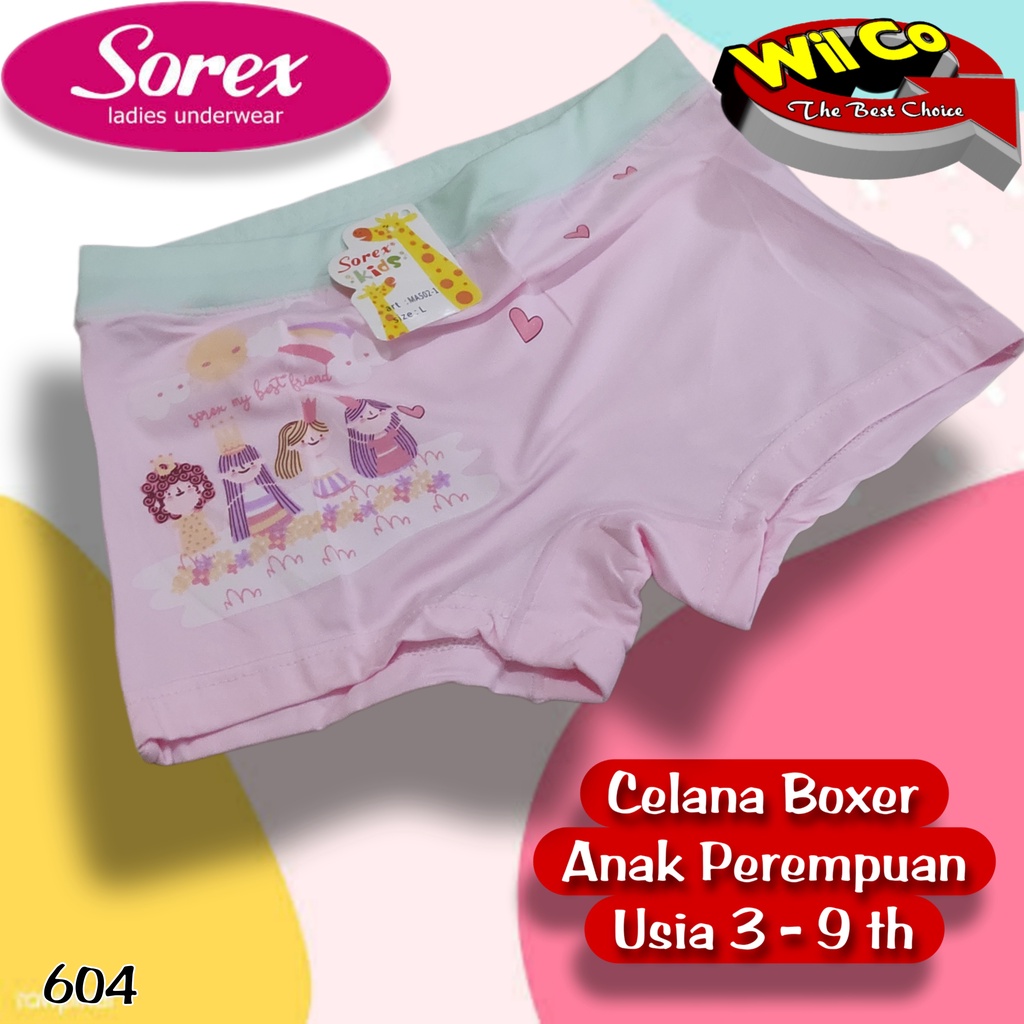 K604 - (HARGA PER 1 PCS) CELANA DALAM BOXER ANAK WANITA SOREX SIZE M - XL