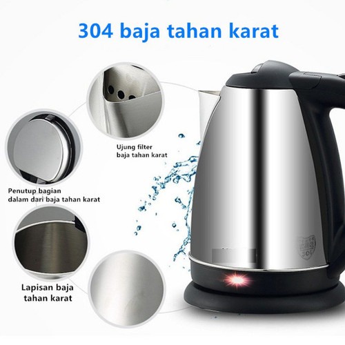 MILIKI SEGERA Teko Elektrik / Pemanas Air Pembuat Kopi Teh Teko Listrik pemanas air Electric Kettle ketel besar 2.5L otomatis stainless