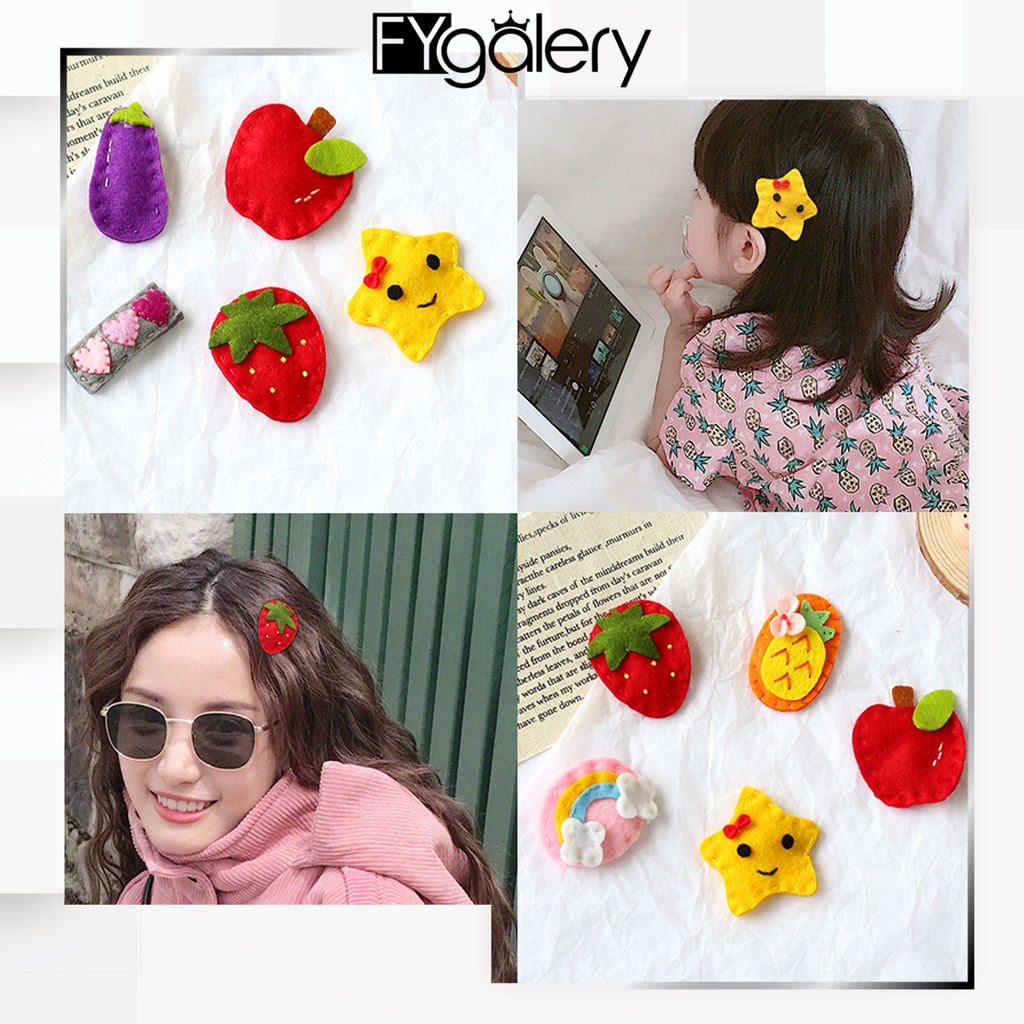 FYGALERY ACC145 Jepit Rambut Anak Kain Motif Karakter Cute Korea Hairpin Handmade Aksesoris Rambut Wanita Murah