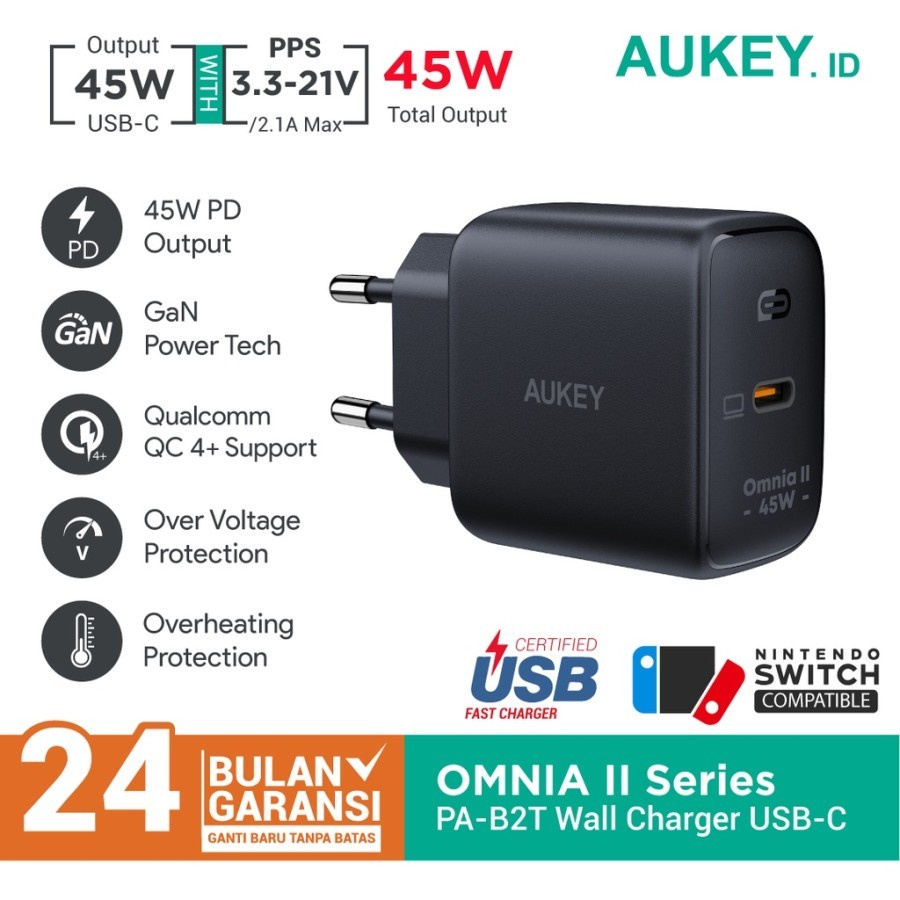 Charger Aukey PA-B2T USB-C PD 3.0 45W