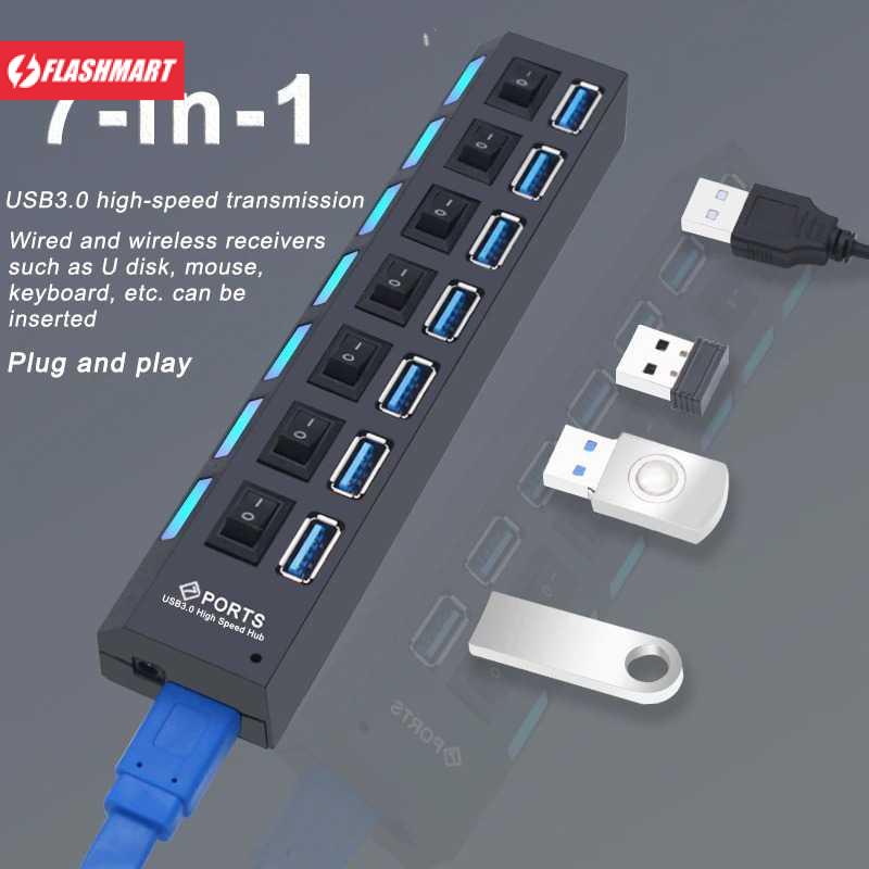 Flashmart USB Hub 7 Port USB 3.0 High Speed Extender - Y445