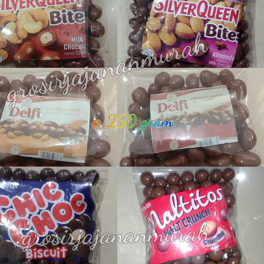 

♡ PROMO COKLAT SILVER QUEEN BITES MEDE/ ALMOND SILVERQUEEN SNACK COKELAT 250 gr CHIC CHOC DELFI MALTITOS ☏