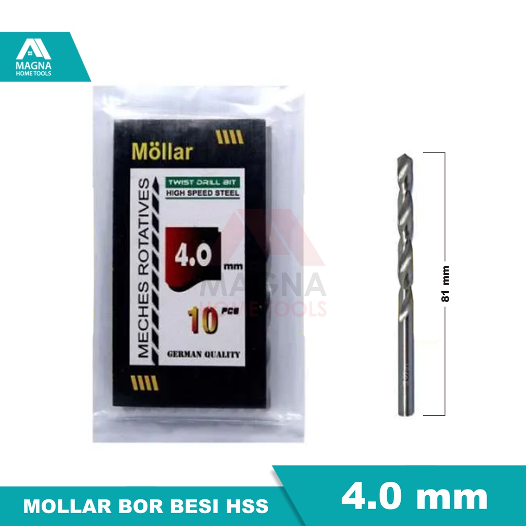 MATA BOR BESI LISTRIK HSS MOLLAR PUTIH 4 MM [ORI]
